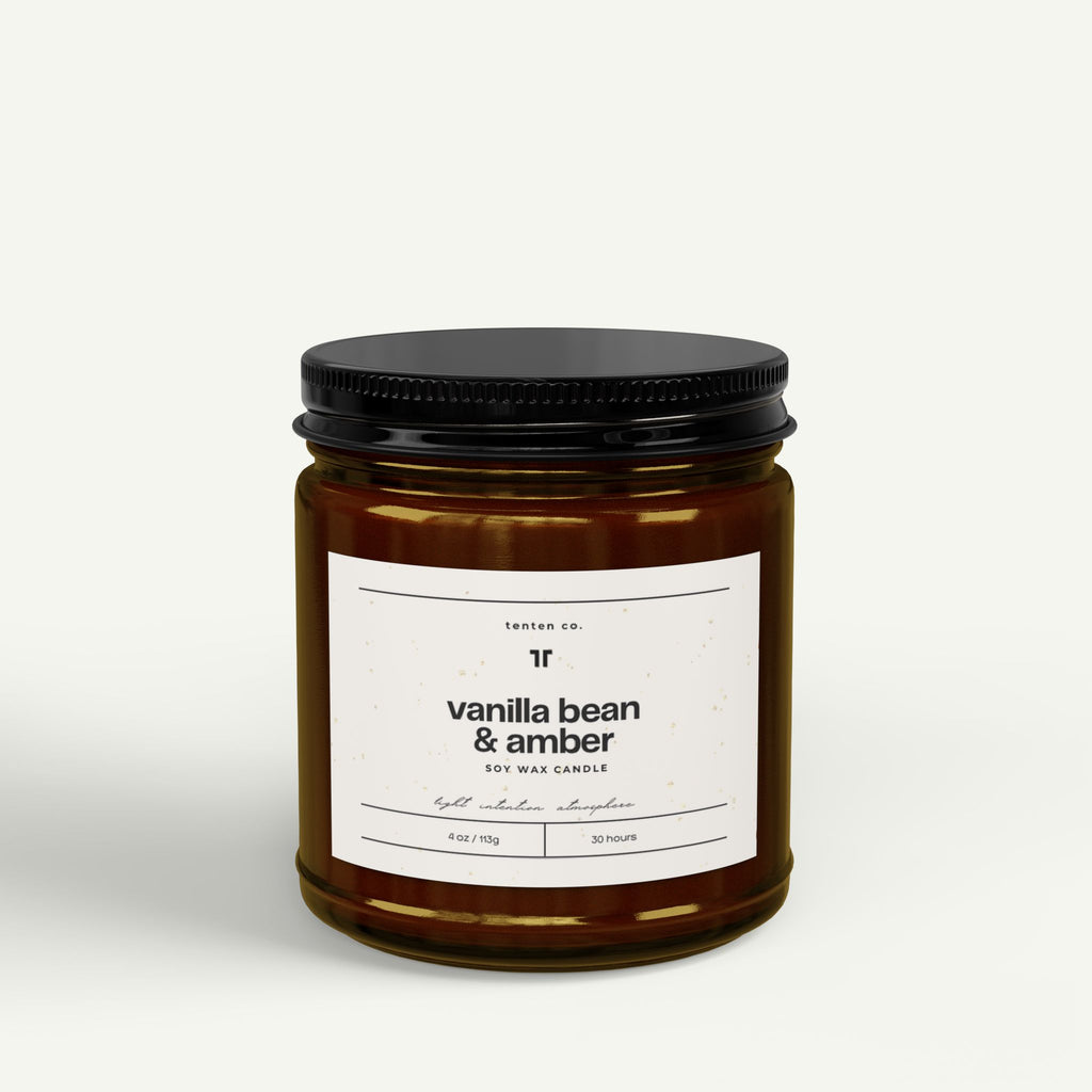 Vanilla Bean & Amber   Scented Soy Candle  (4oz & 9oz)